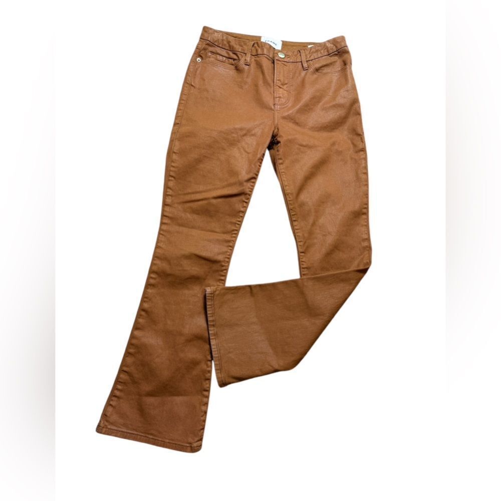 Frame Carmel Coated Boot Cut Jeans